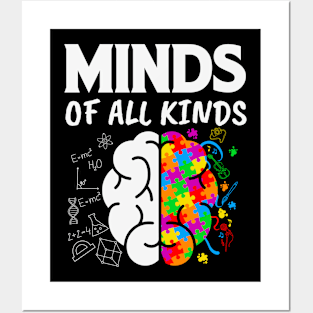 Minds of all kinds Autism Awareness Gift for Birthday, Mother's Day, Thanksgiving, Christmas Posters and Art